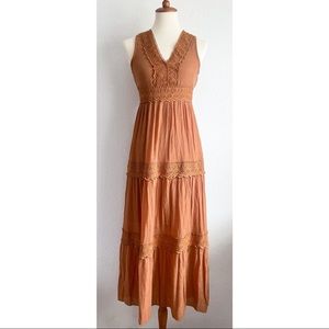 Kings Road maxi dress sleeveless rust orange xsmall boho